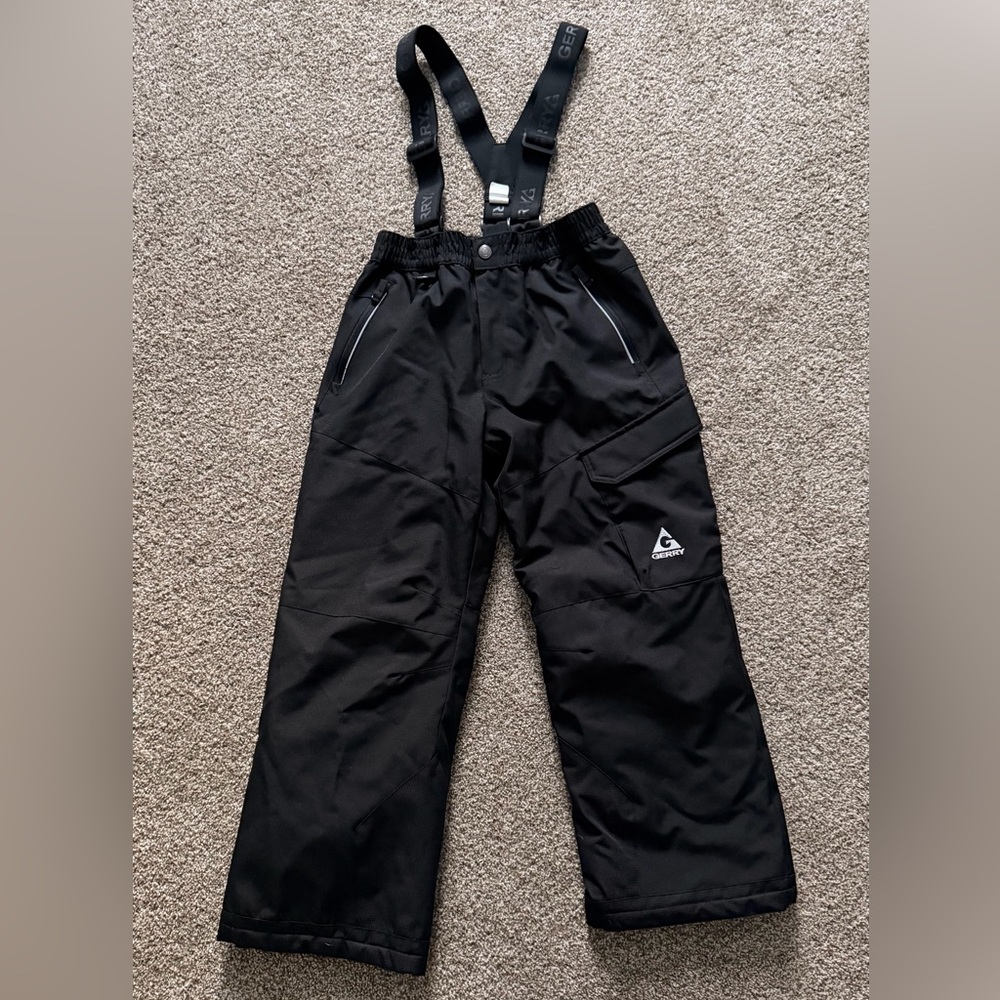 Gerry Weber 10/12 Black Kids Snow Pants Overalls with Adjustable Suspenders